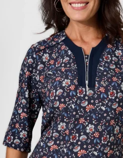 Robe motif bleu marine