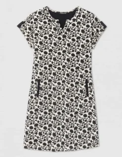 Robe motif coton beige