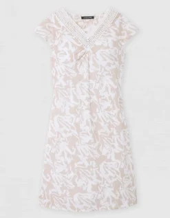 Robe motif coton beige