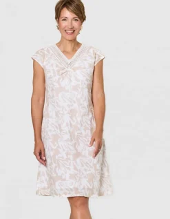 Robe motif coton beige