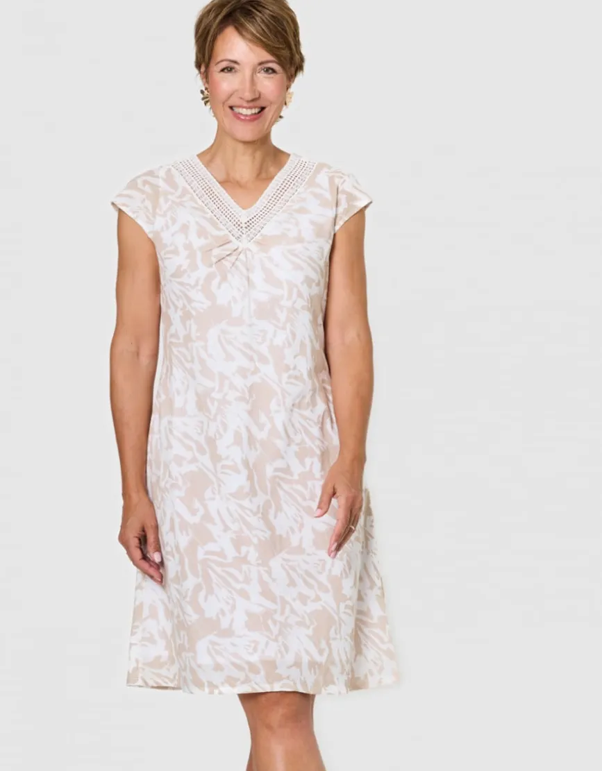 Robe motif coton beige