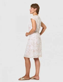 Robe motif coton beige