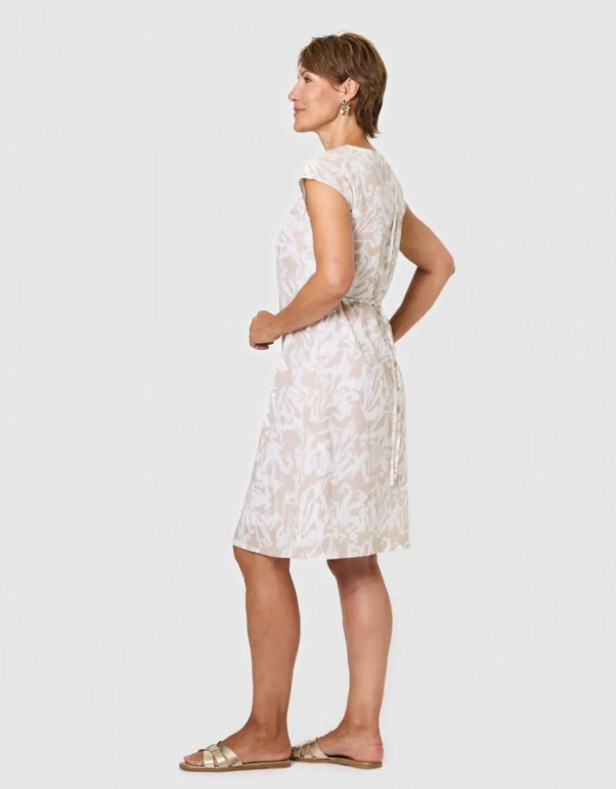 Robe motif coton beige
