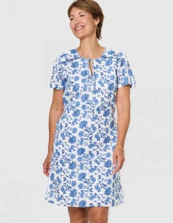 Robe motif coton bleu