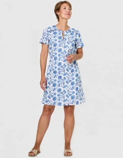 Robe motif coton bleu