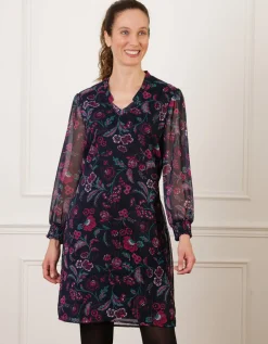 Robe motif floral rose