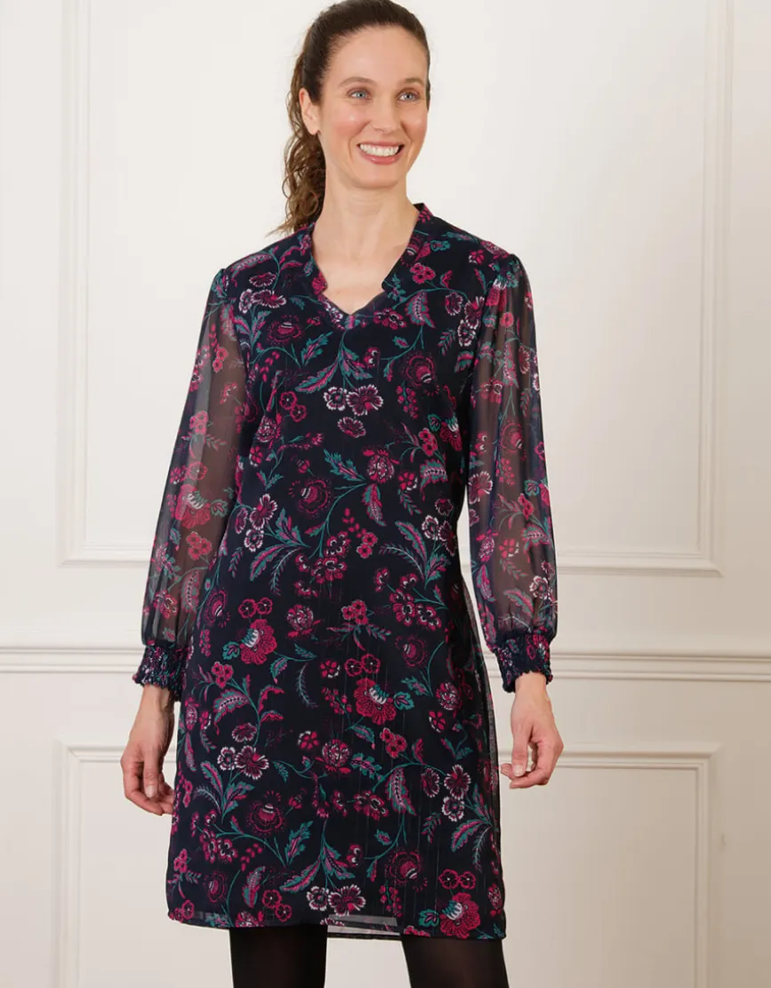 Robe motif floral rose