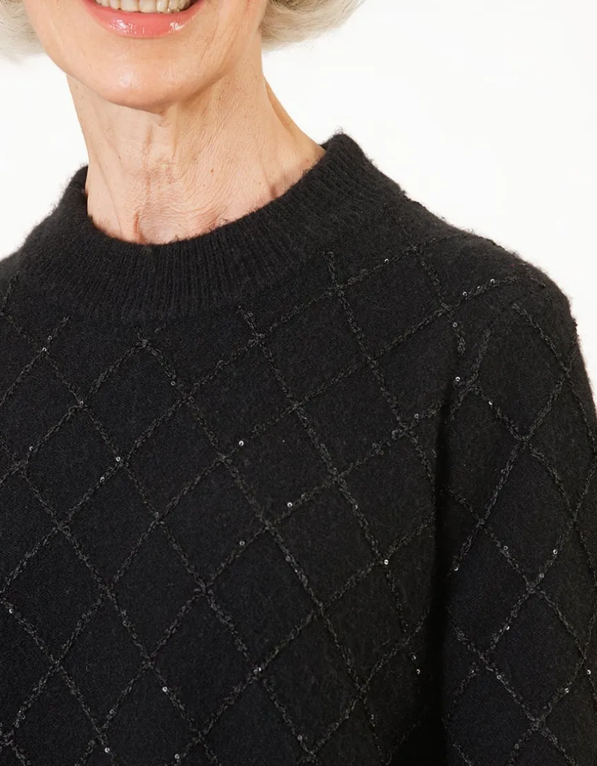 Robe pull sequins noir