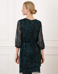 Robe voile motif végétal