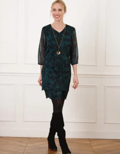 Robe voile motif végétal