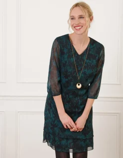 Robe voile motif végétal