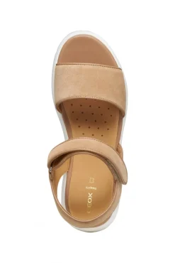 Sandale plate cuir beige GEOX