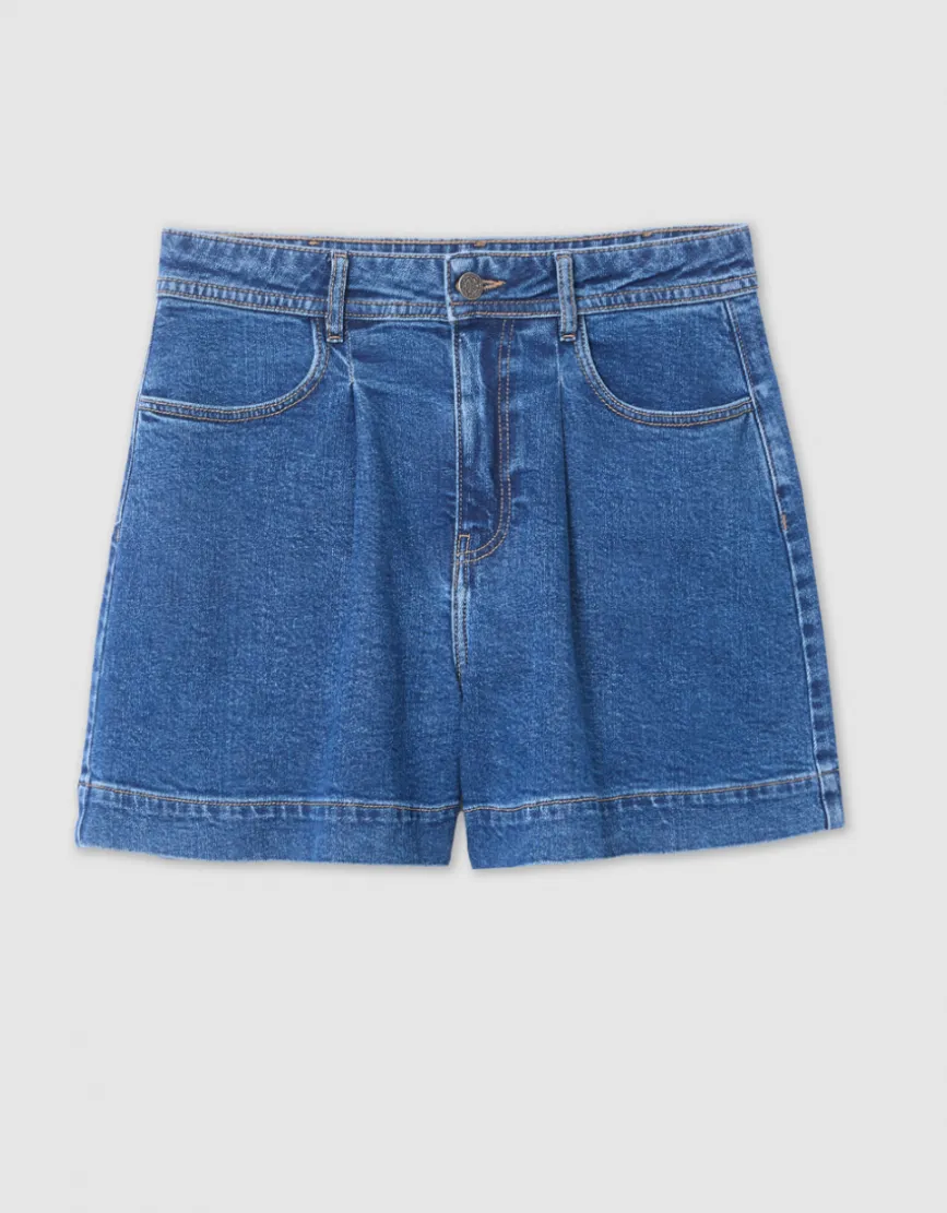 Short jean coton bleu