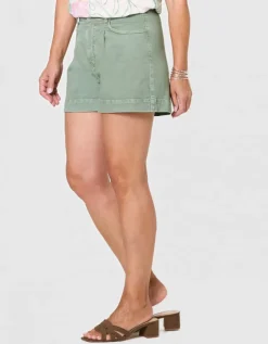 Short jean coton kaki