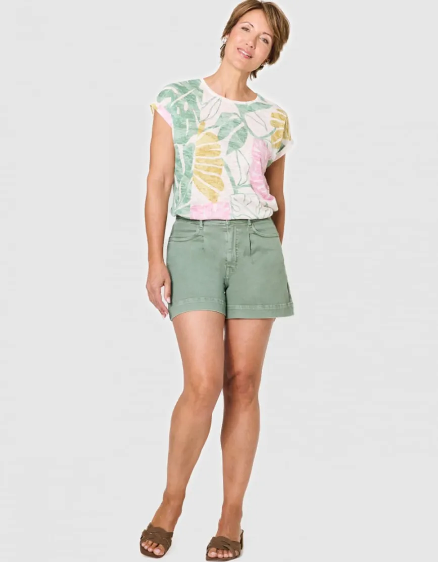 Short jean coton kaki