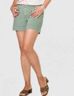 Short jean coton kaki