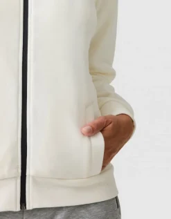 Sweat zippé capuche écru