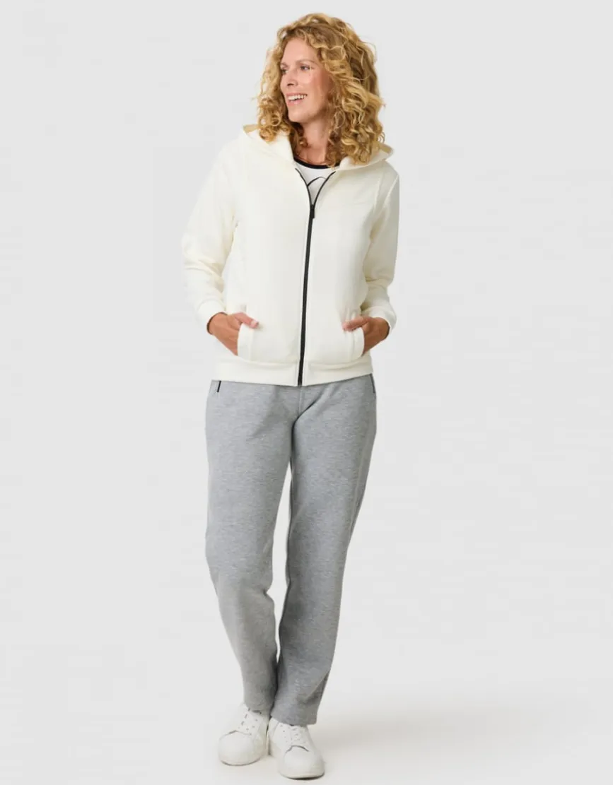 Sweat zippé capuche écru