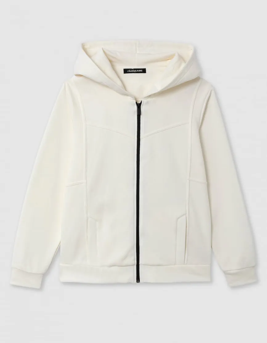 Sweat zippé capuche écru