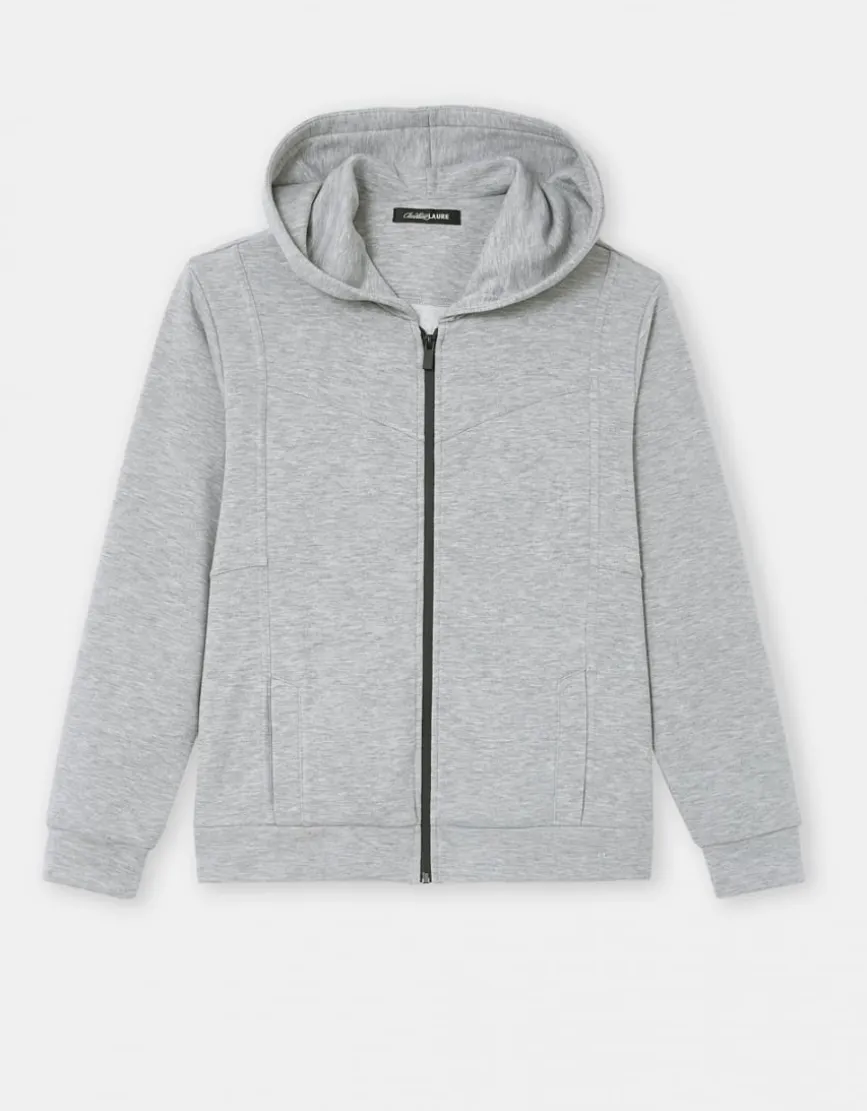 Sweat zippé capuche gris
