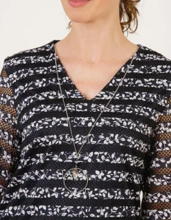 Top chic dentelle marine