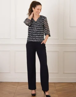 Top chic dentelle marine