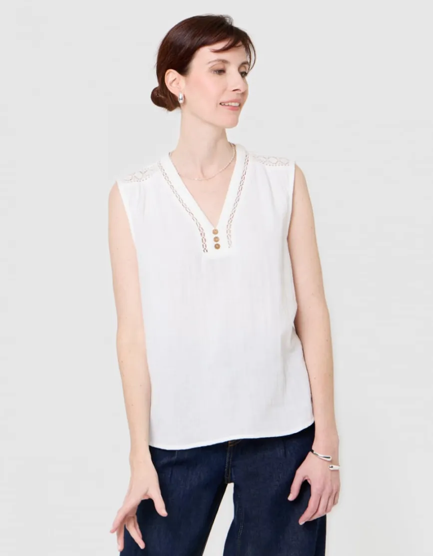 Top sans manches blanc