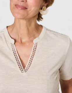 T-shirt ajouré beige