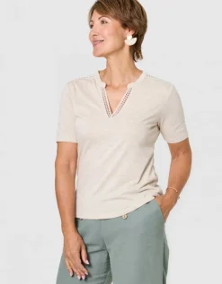 T-shirt ajouré beige