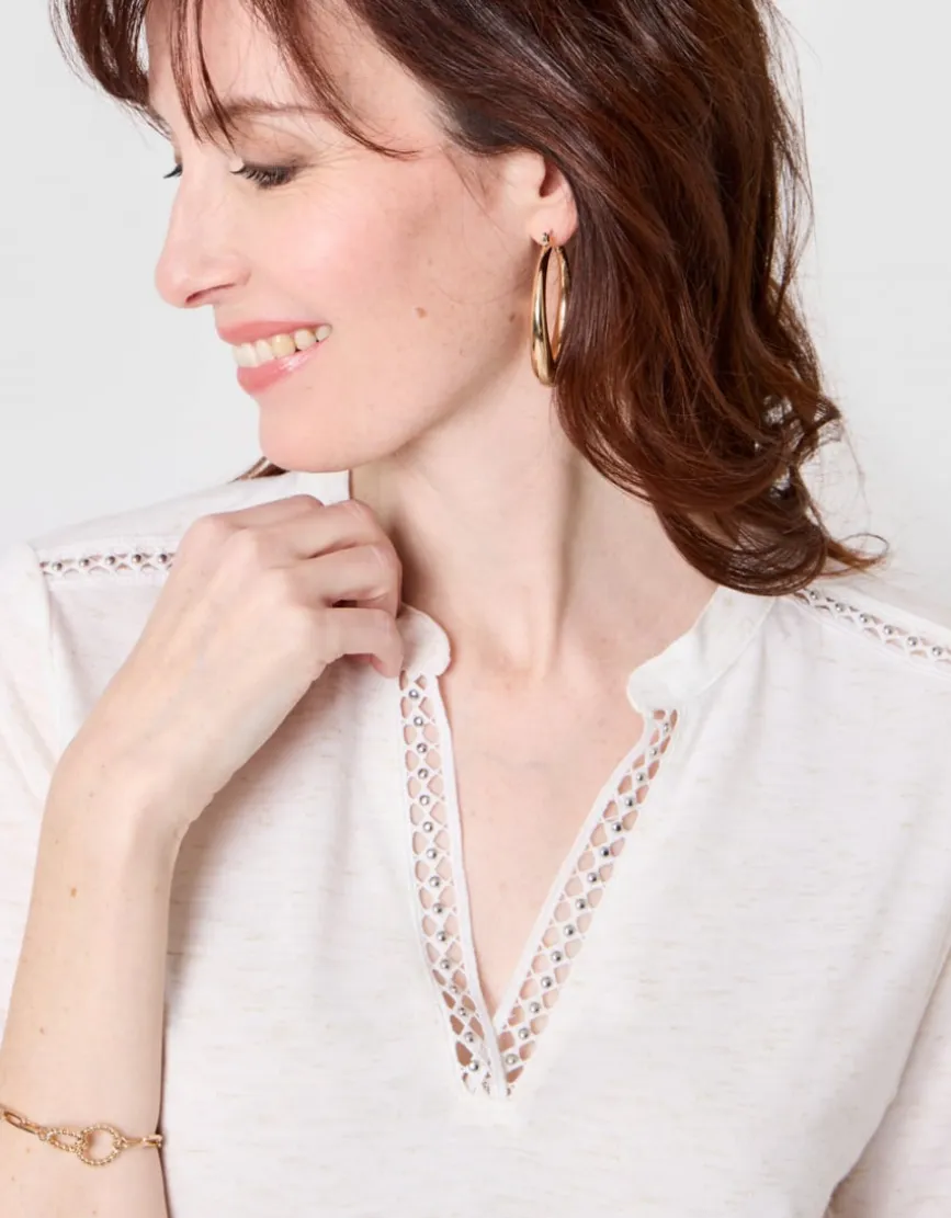 T-shirt ajouré blanc