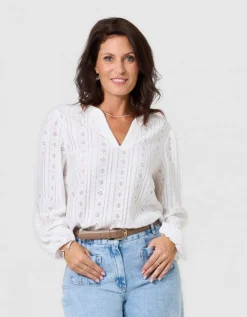 T-shirt ajouré écru