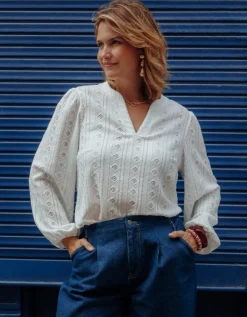 T-shirt ajouré écru