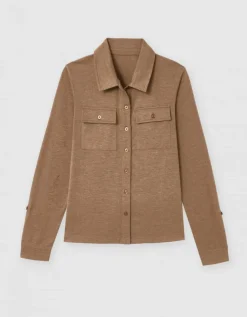 T-shirt boutons beige