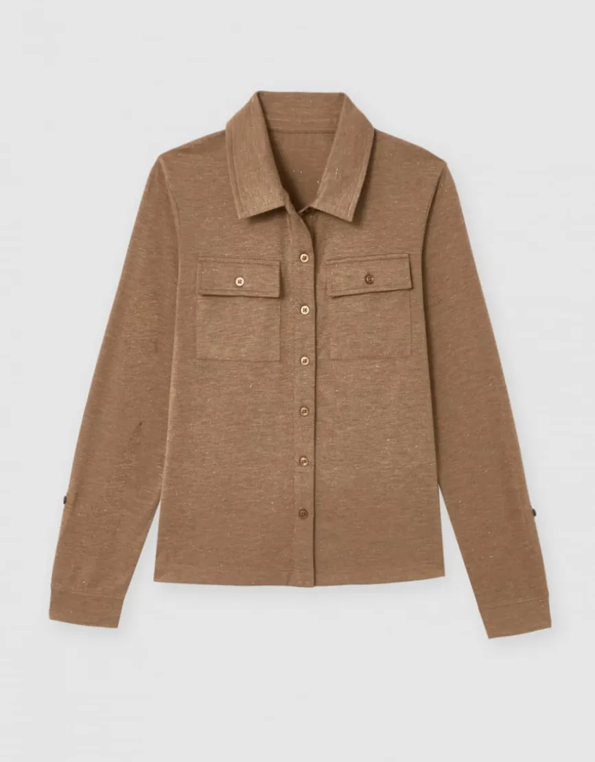 T-shirt boutons beige