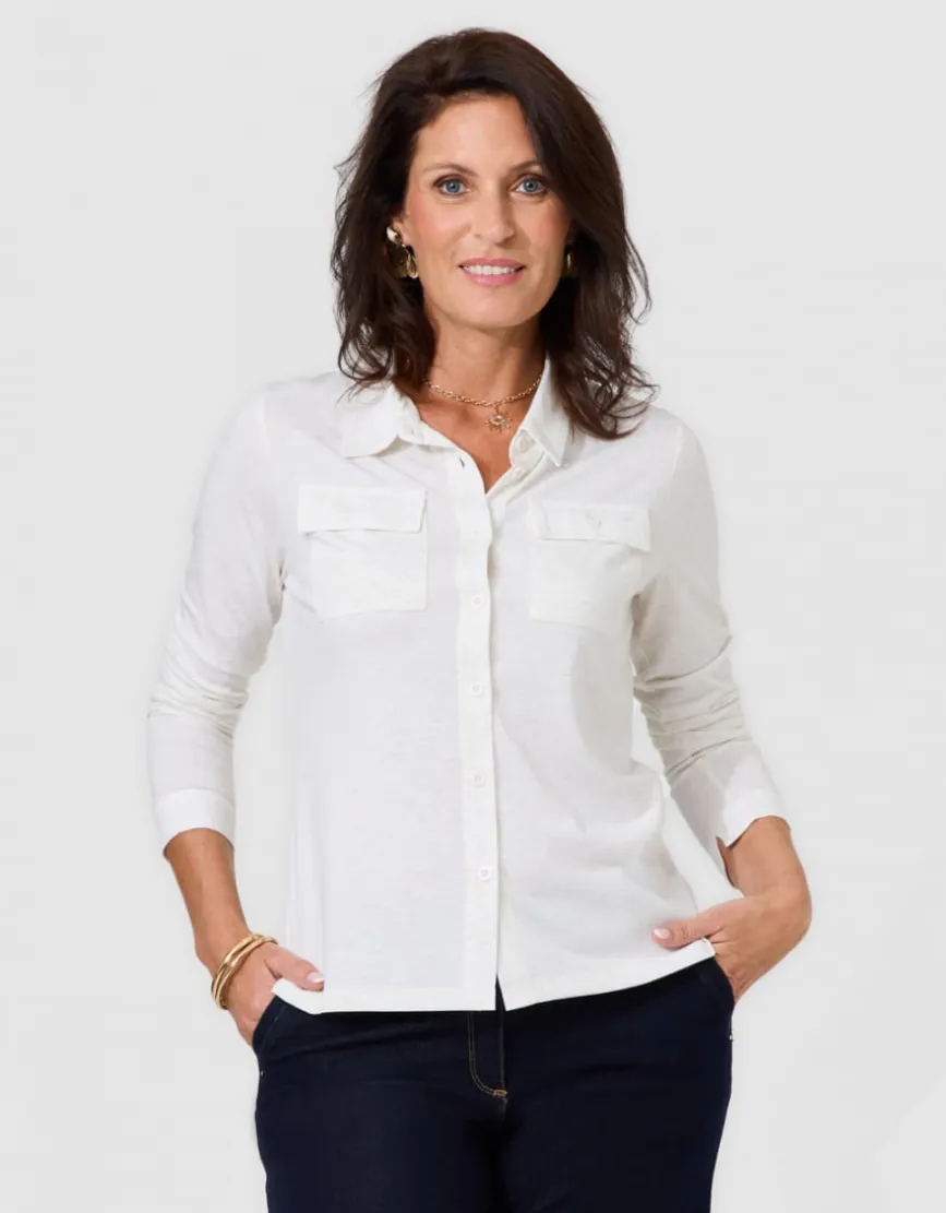 T-shirt boutons écru