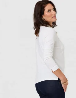 T-shirt boutons écru