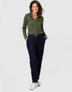 T-shirt boutons vert kaki