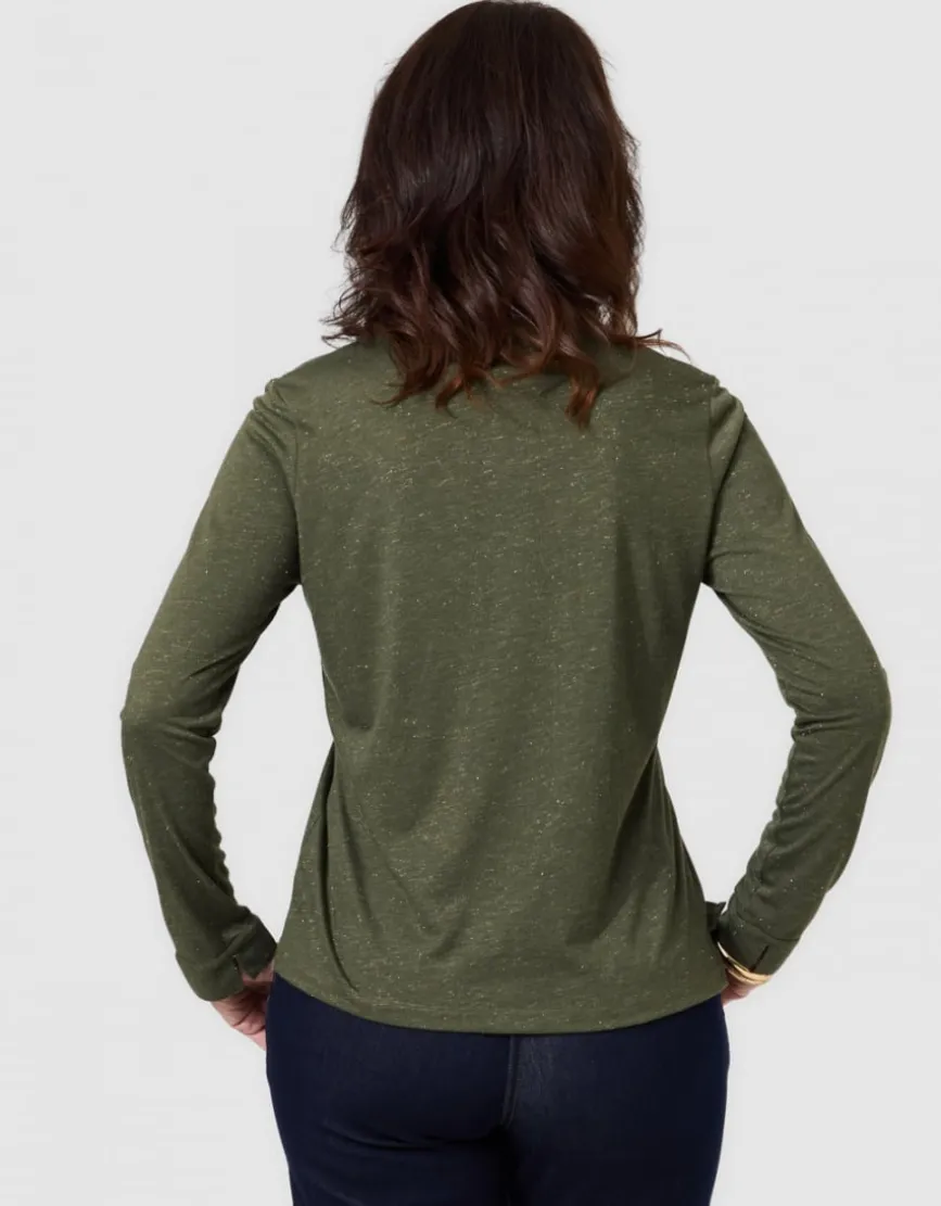 T-shirt boutons vert kaki