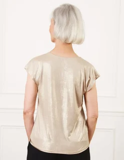 T-shirt chic beige lamé
