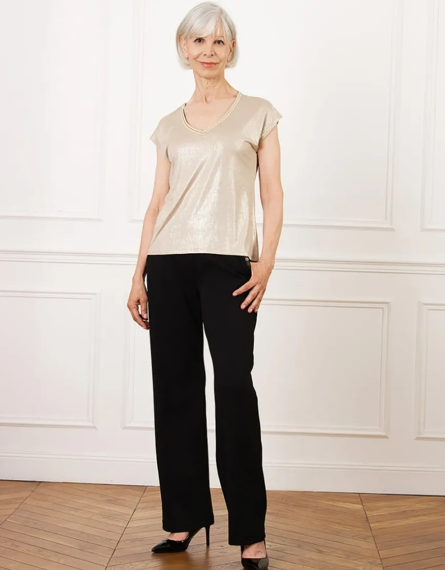 T-shirt chic beige lamé