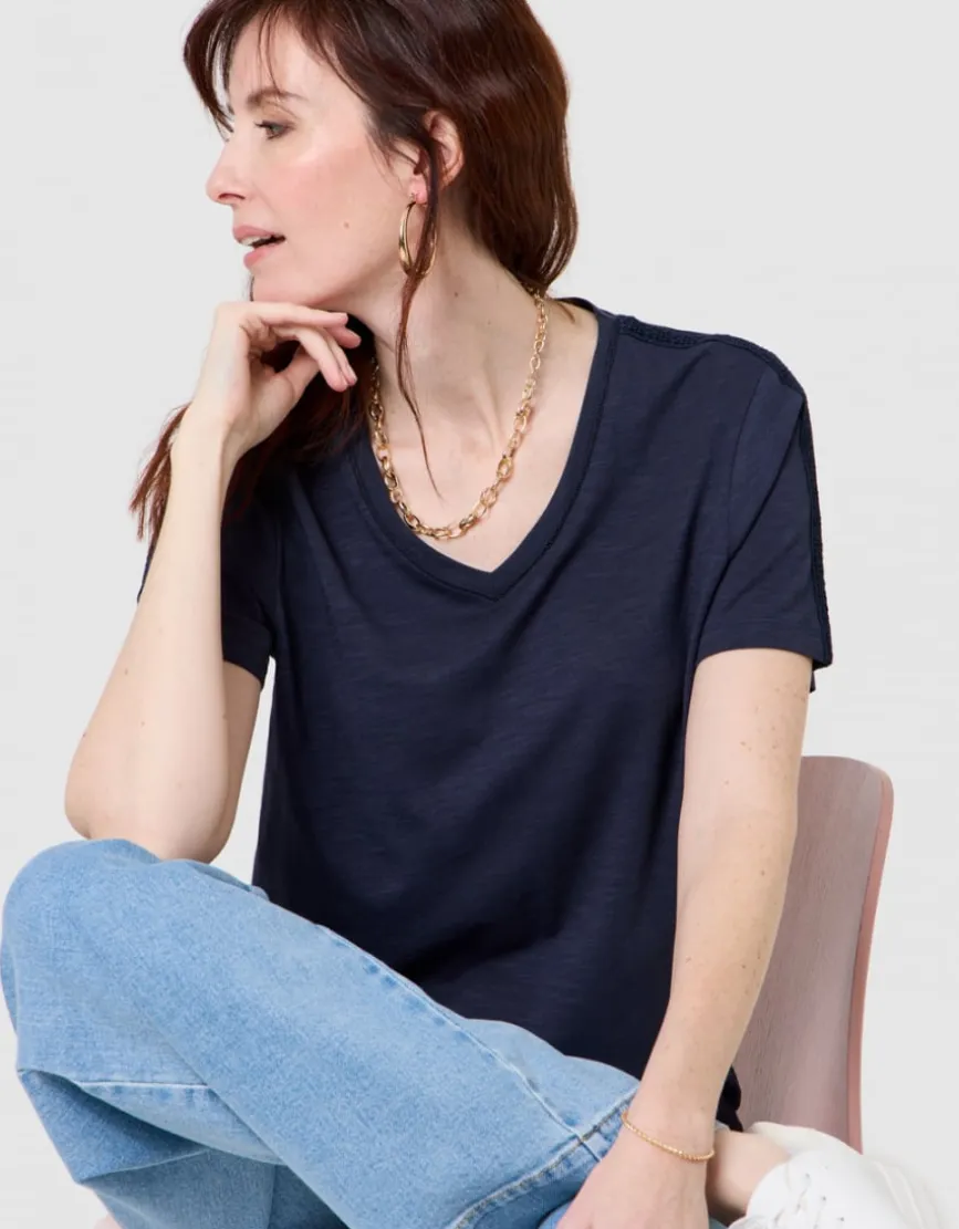 T-shirt coton bleu marine
