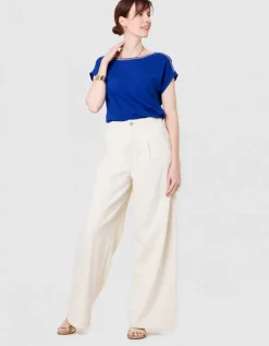 T-shirt coton lin bleu