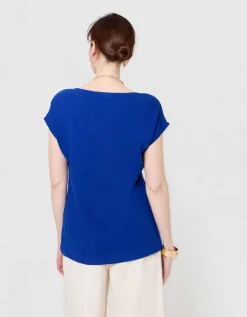 T-shirt coton lin bleu