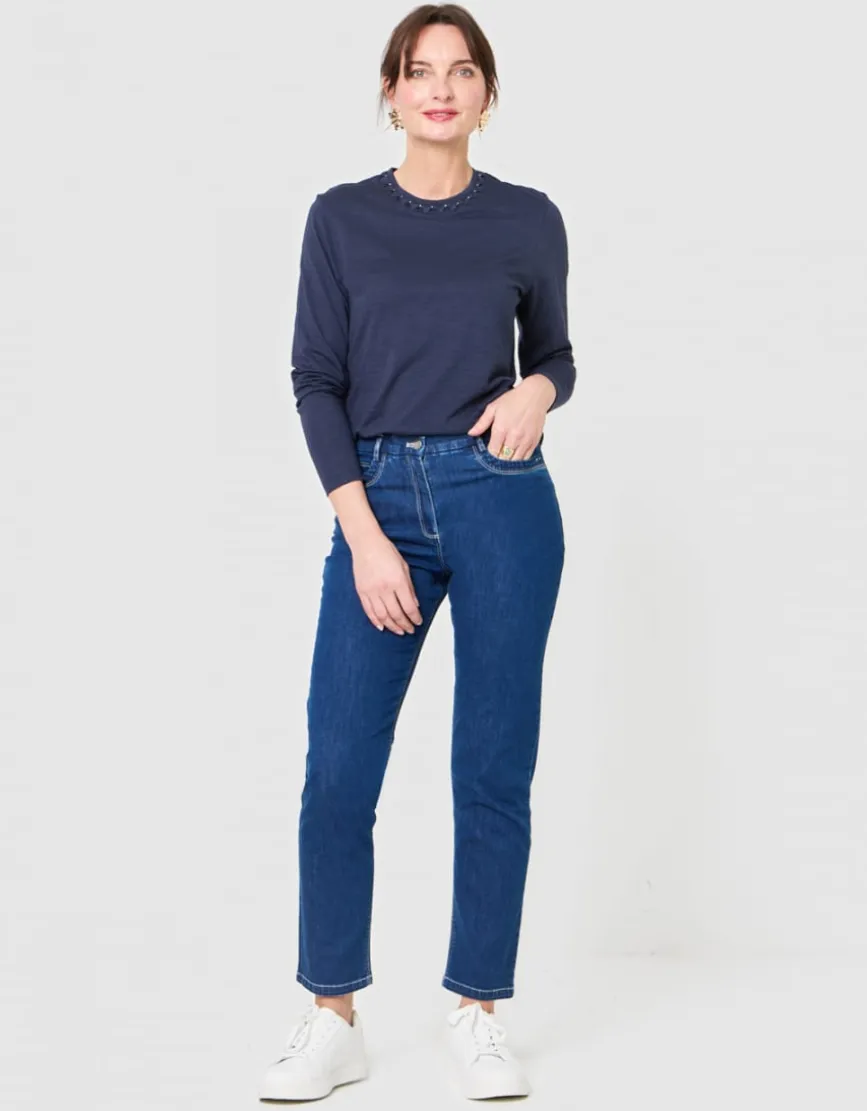 T-shirt coton modal bleu