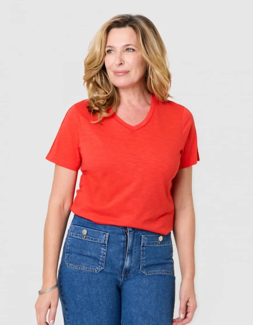T-shirt coton modal rouge