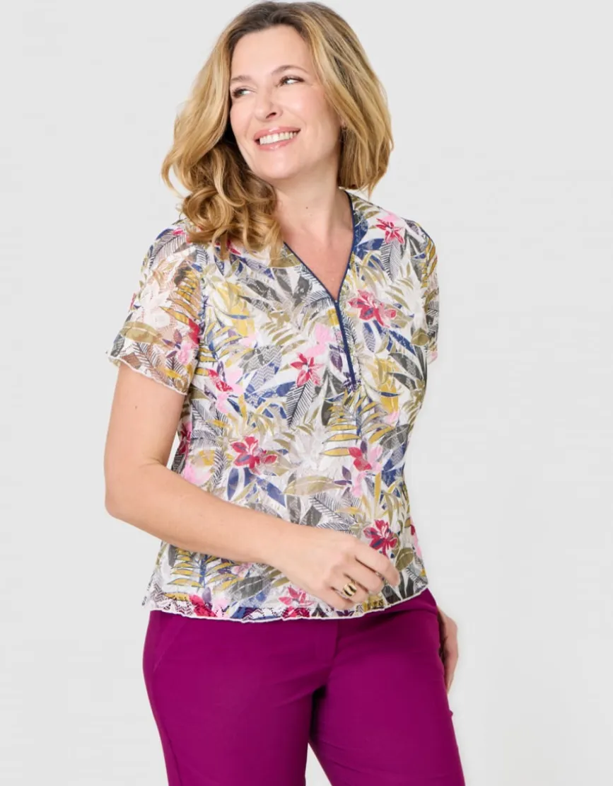 T-shirt dentelle motif