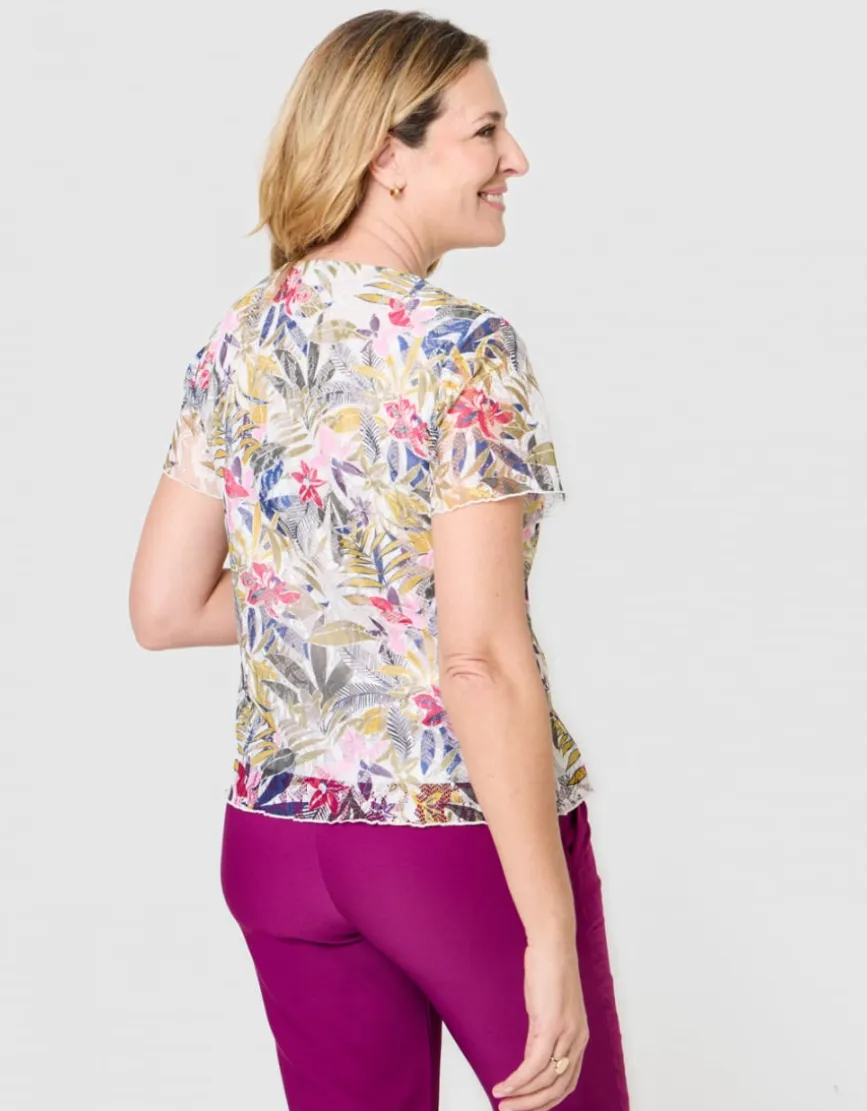 T-shirt dentelle motif