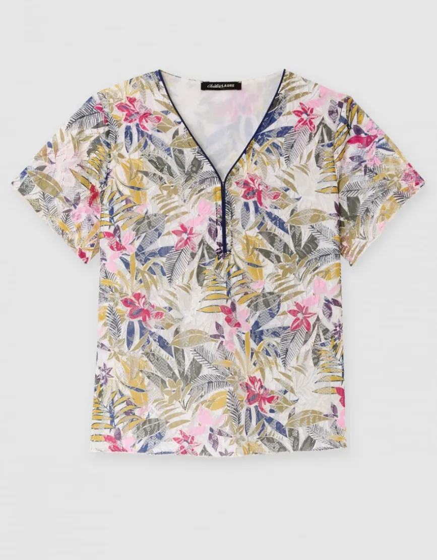 T-shirt dentelle motif