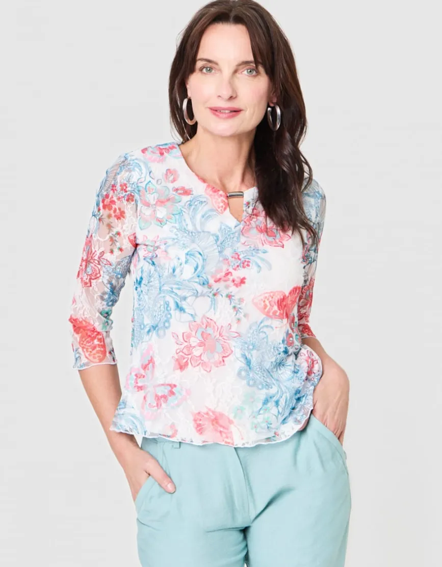 T-shirt dentelle motif