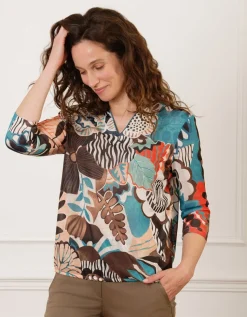 T-shirt fleur marron